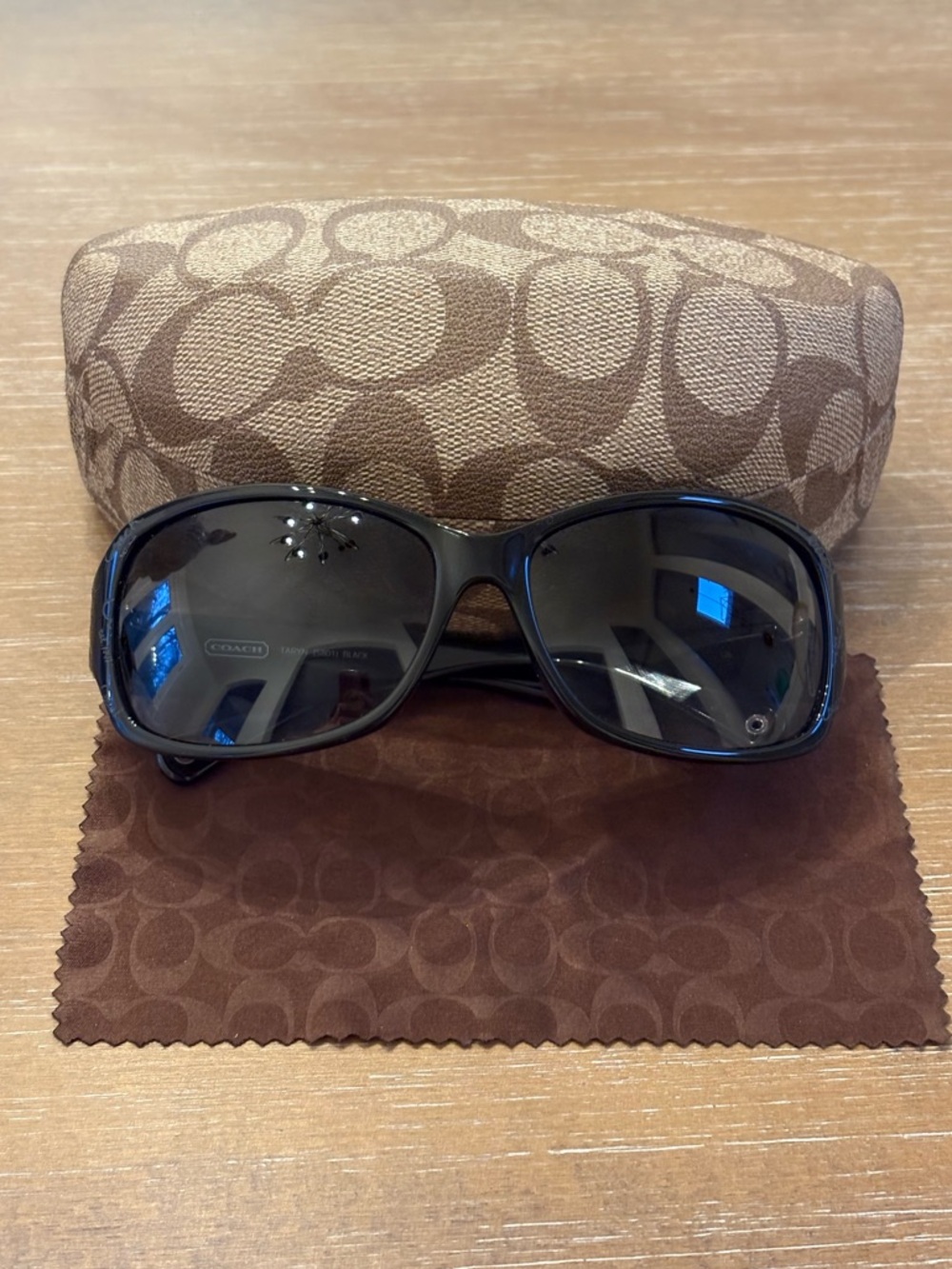 Coach Taryn Black Sunglasses with Brown Signature Case and Cloth